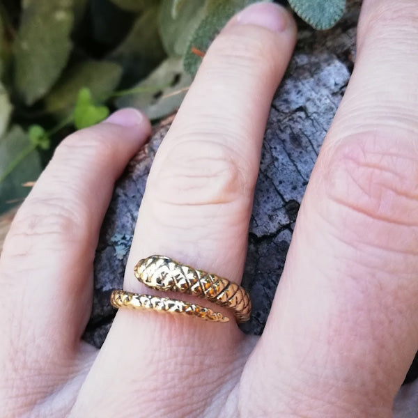 ANELLO ILA in ottone color oro ANELLO artigianale ottone | Anello serpente