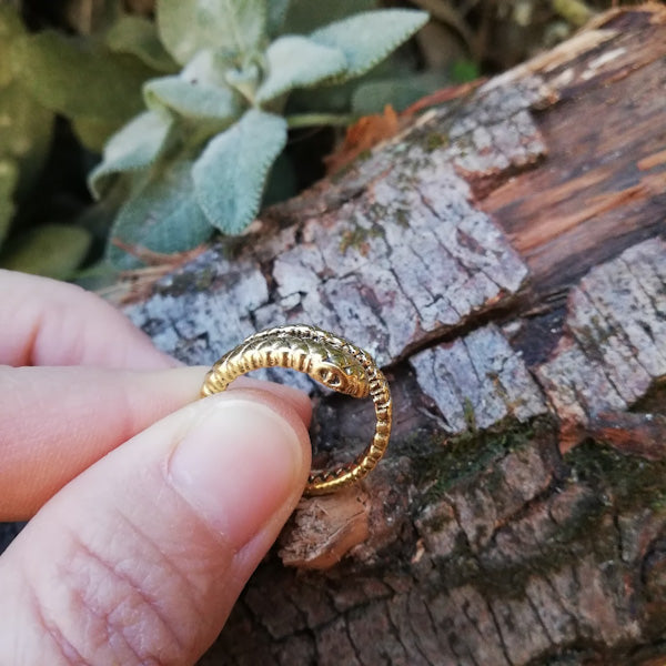 ANELLO ILA in ottone color oro ANELLO artigianale ottone | Anello serpente