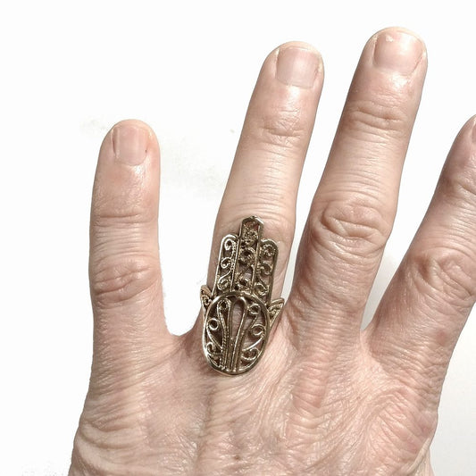 ANELLO artigianale in ottone | Mano di Fatima | Gioielli in ottone