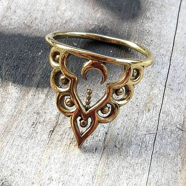 ANELLO MOON in ottone color oro ANELLO artigianale | GIOIELLI ARGENTO | BOHO