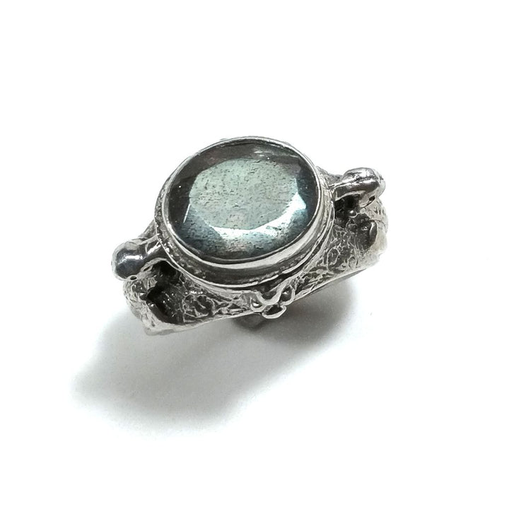 ANELLO ETNICO in argento 925 ANELLO artigianale Pietra di Luna , Quarzo rosa | PAVONE