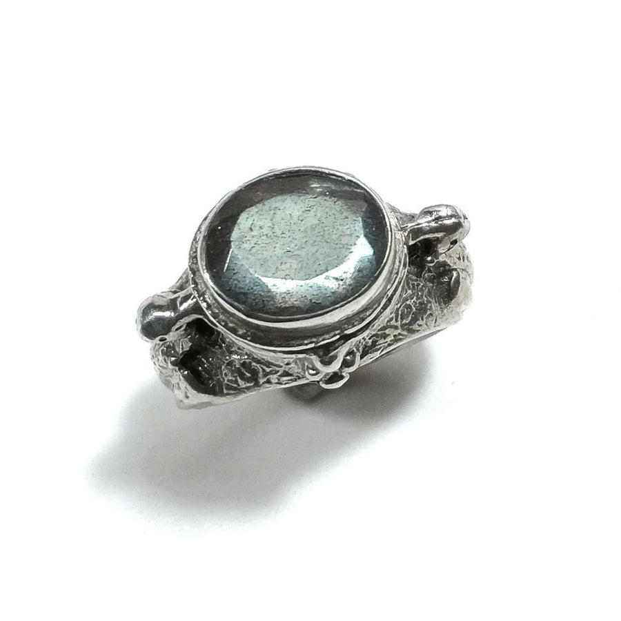 ANELLO ETNICO in argento 925 ANELLO artigianale Pietra di Luna , Quarzo rosa | PAVONE