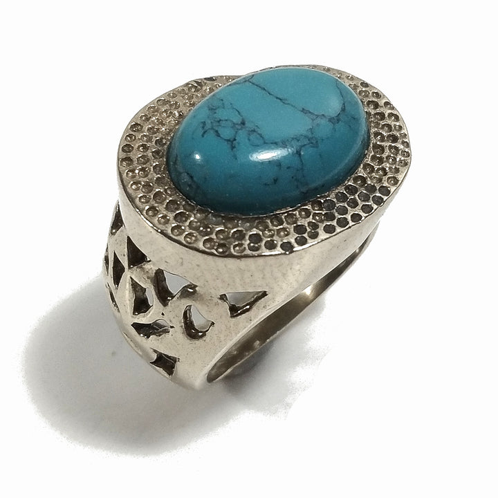 ANELLO Barocco artigianale in ottone | Howlite Turchese | Gioielli in ottone