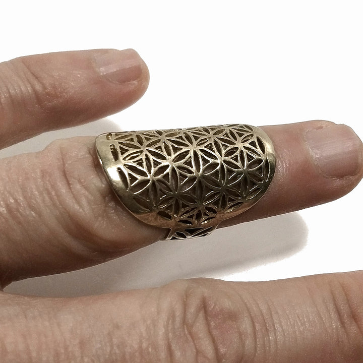 ANELLO artigianale in ottone | FIORE DELLA VITA | Gioielli in ottone