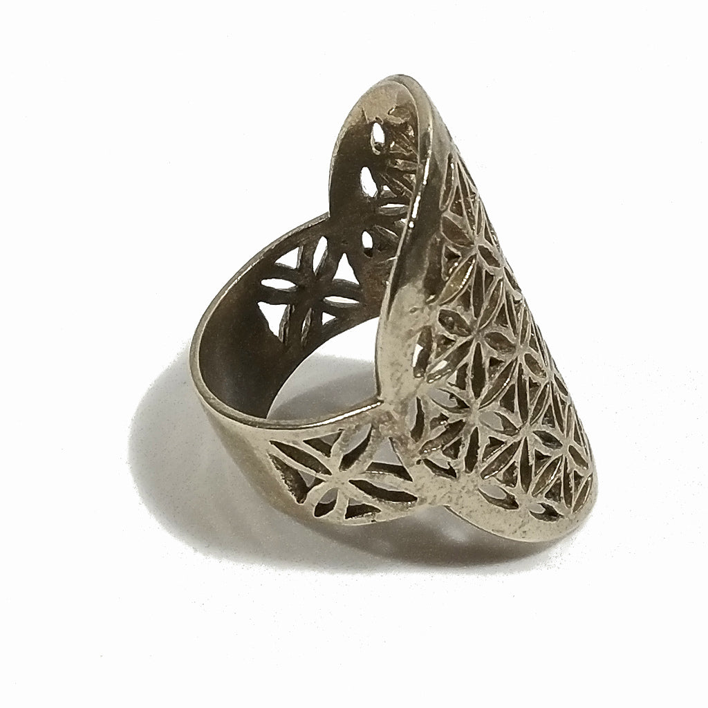 ANELLO artigianale in ottone | FIORE DELLA VITA | Gioielli in ottone