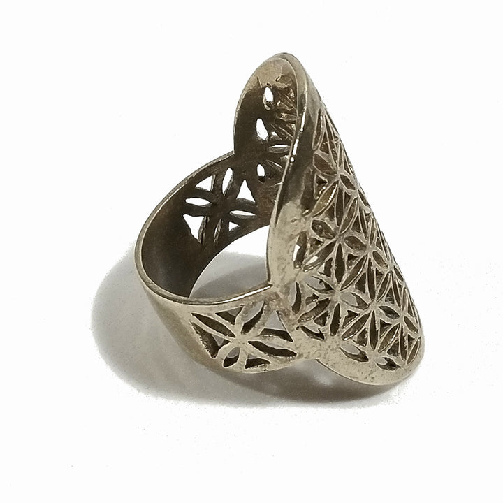 ANELLO artigianale in ottone | FIORE DELLA VITA | Gioielli in ottone