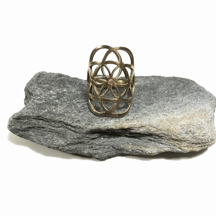 ANELLO artigianale in ottone | FIORE DELLA VITA | Gioielli in ottone