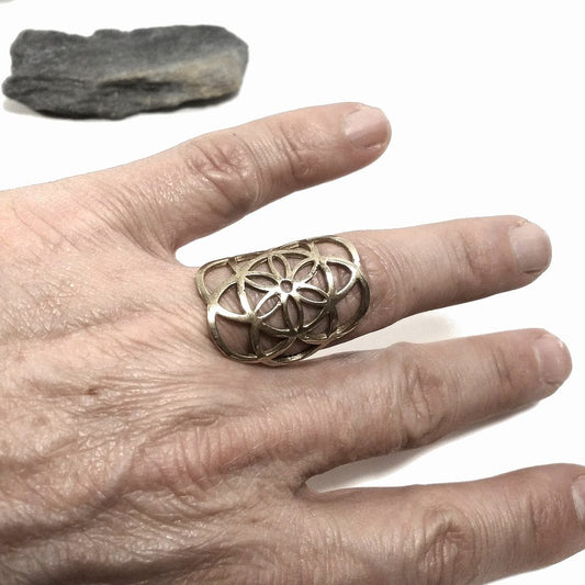 ANELLO artigianale in ottone | FIORE DELLA VITA | Gioielli in ottone