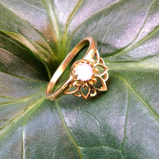 ANELLO Fiore di Loto etnico PADMA in ottone con pietra