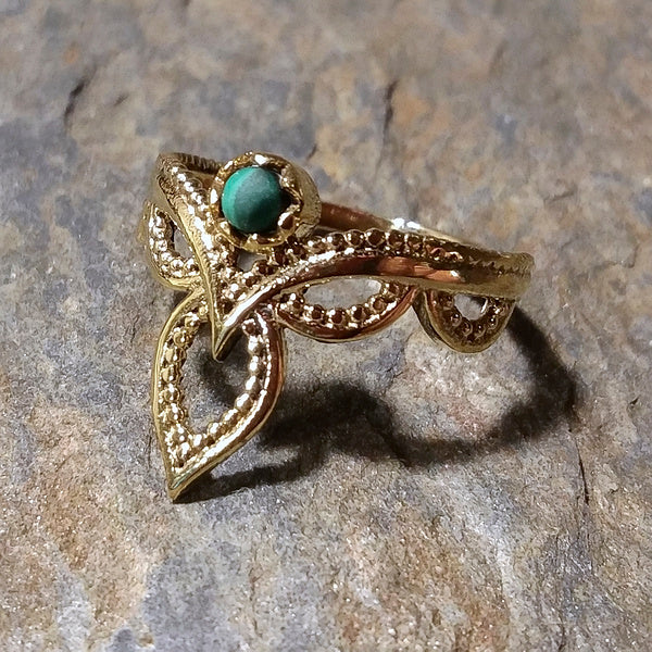 ANELLO etnico AARAV in ottone con pietra - Gioielli indiani originali