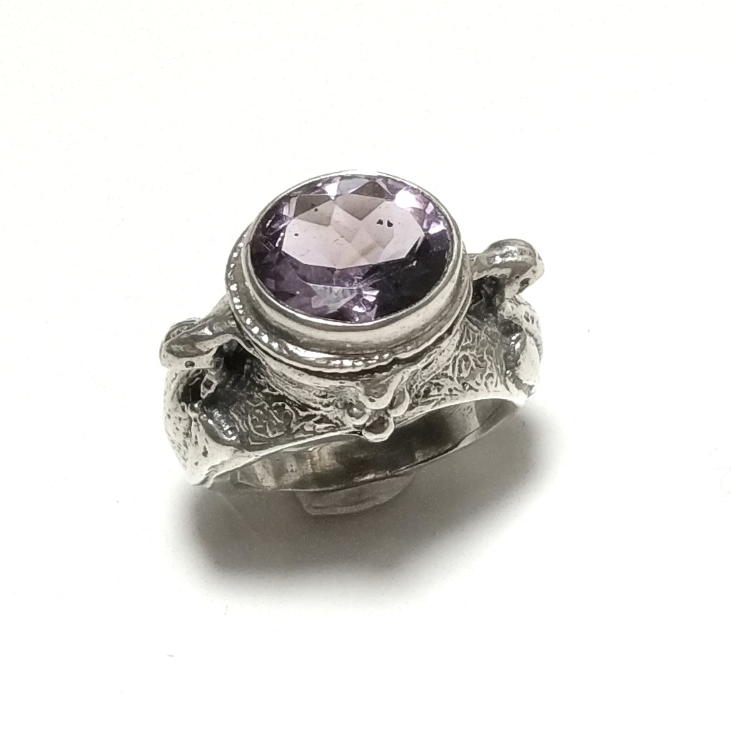 ANELLO ETNICO in argento 925 ANELLO artigianale Pietra di Luna , Quarzo rosa | PAVONE