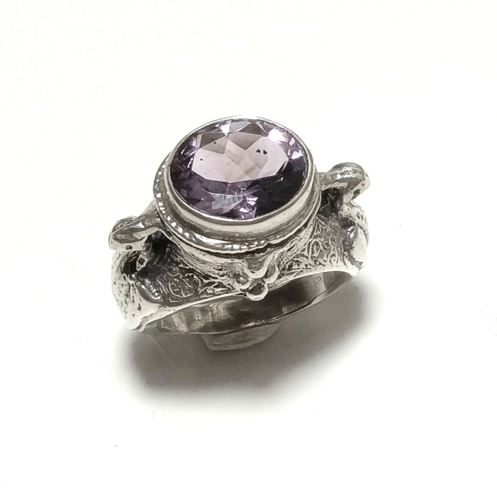 ANELLO ETNICO in argento 925 ANELLO artigianale Pietra di Luna , Quarzo rosa | PAVONE