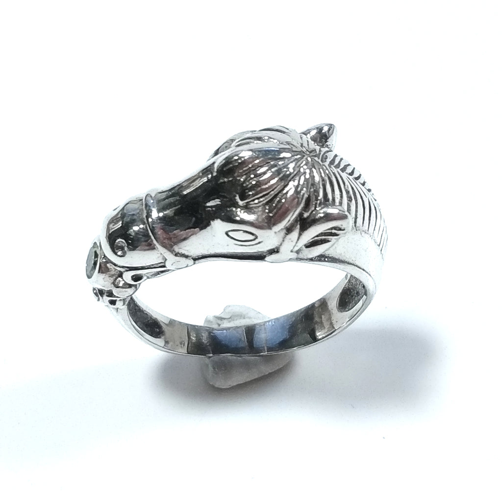HORSE RING in 925 silver with Peridot | SILVER JEWELRY