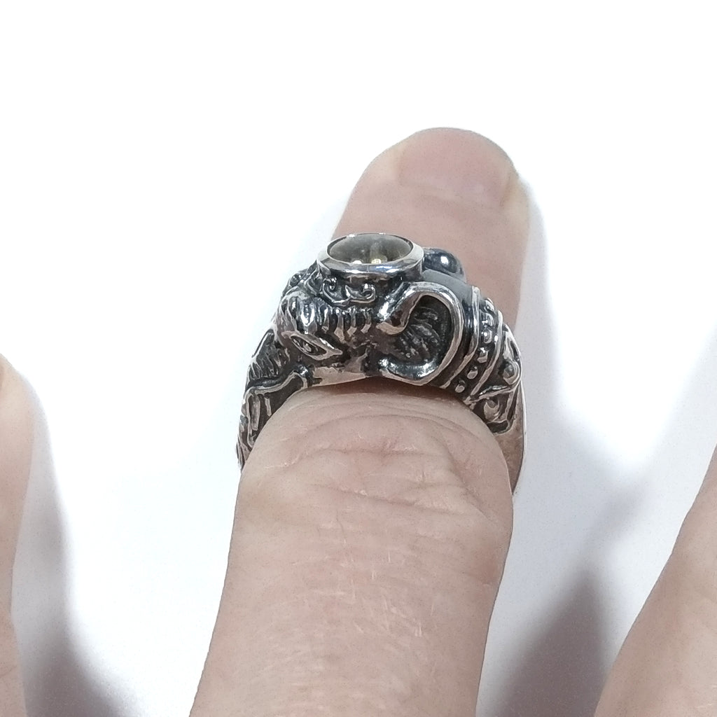 ANELLO ELEFANTE in argento 925 ANELLO ETNICO Citrino | GIOIELLI IN ARGENTO
