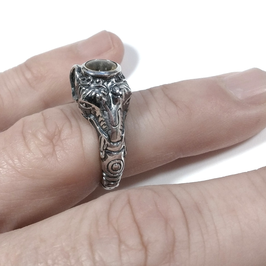 ANELLO ELEFANTE in argento 925 ANELLO ETNICO Citrino | GIOIELLI IN ARGENTO