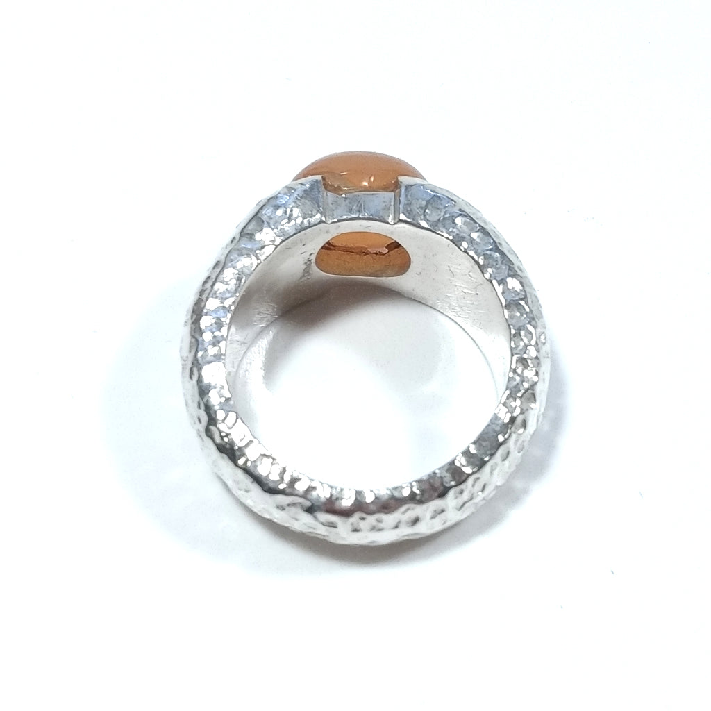 Ring with stone in 925 silver handcrafted Carnelian RING