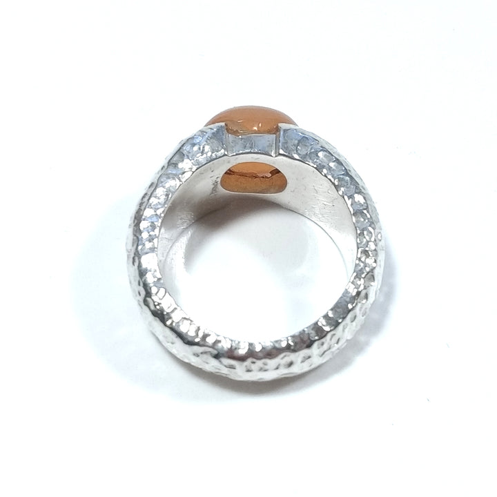 Ring with stone in 925 silver handcrafted Carnelian RING