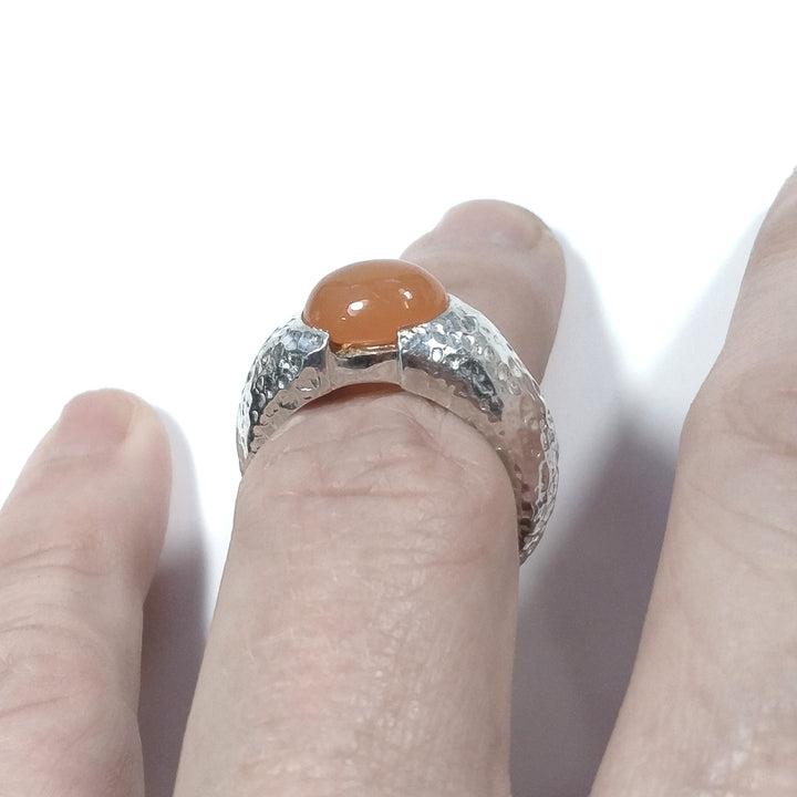 Ring with stone in 925 silver handcrafted Carnelian RING