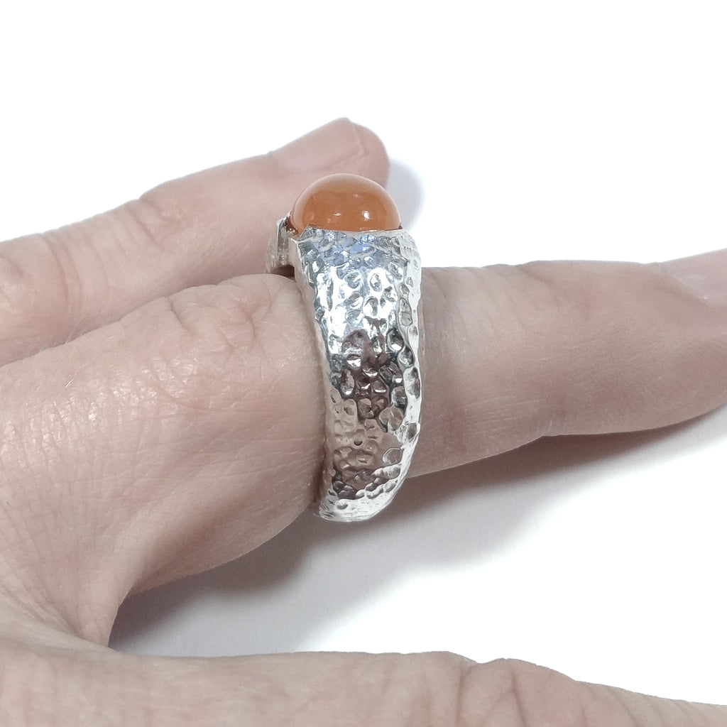 Anello con pietra in argento 925 ANELLO artigianale Corniola | GIOIELLI IN ARGENTO