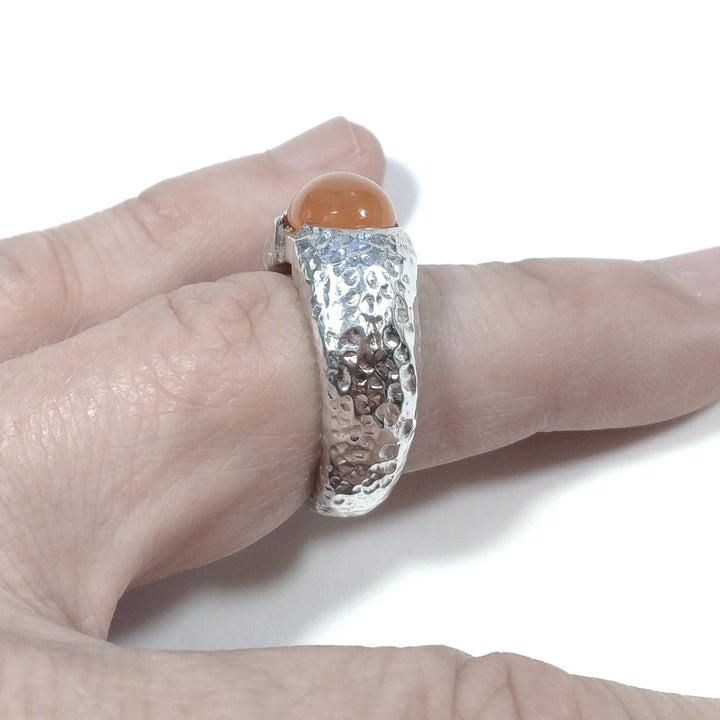 Anello con pietra in argento 925 ANELLO artigianale Corniola | GIOIELLI IN ARGENTO