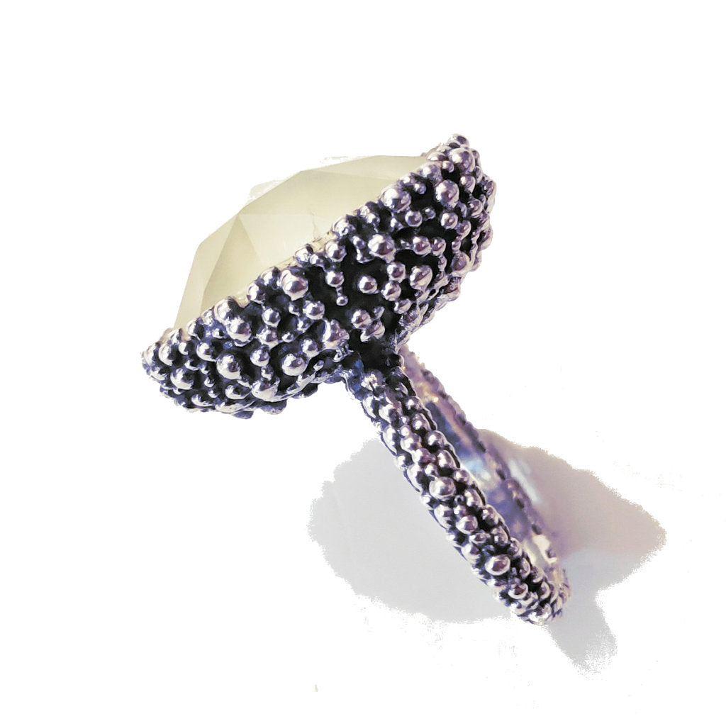 Anello con pietra in argento 925 ANELLO artigianale prehnite | Gioielli ARGENTO