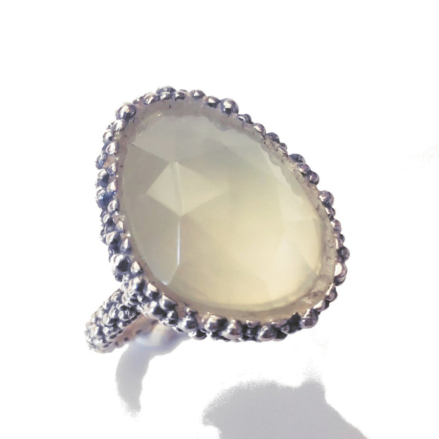 Anello con pietra in argento 925 ANELLO artigianale prehnite | Gioielli ARGENTO