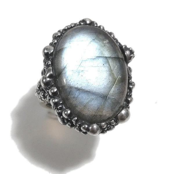 Anello DOT con pietra in argento 925 ANELLO artigianale Labradorite