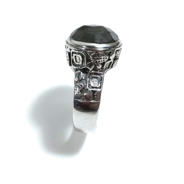 ANELLO artigianale in argento 925 con Labradorite | pietra sfaccettata