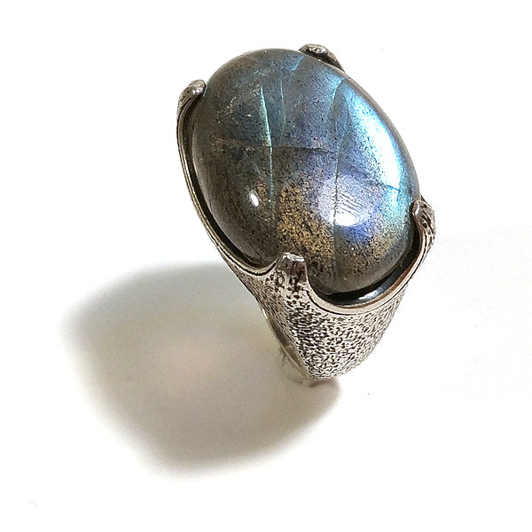 Anello ZAINA in argento 925 ANELLO artigianale con LABRADORITE