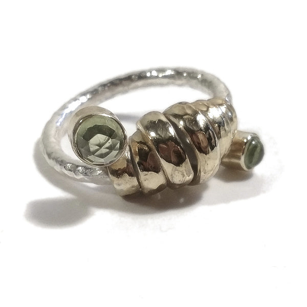 Anello VASUDHA in argento 925 ANELLO artigianale - Lapislazzuli Peridoto Topazio e altro