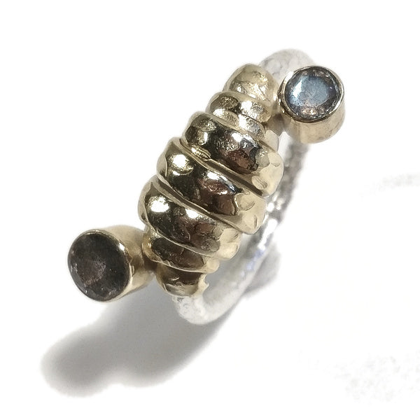 Anello VASUDHA in argento 925 ANELLO artigianale - Lapislazzuli Peridoto Topazio e altro