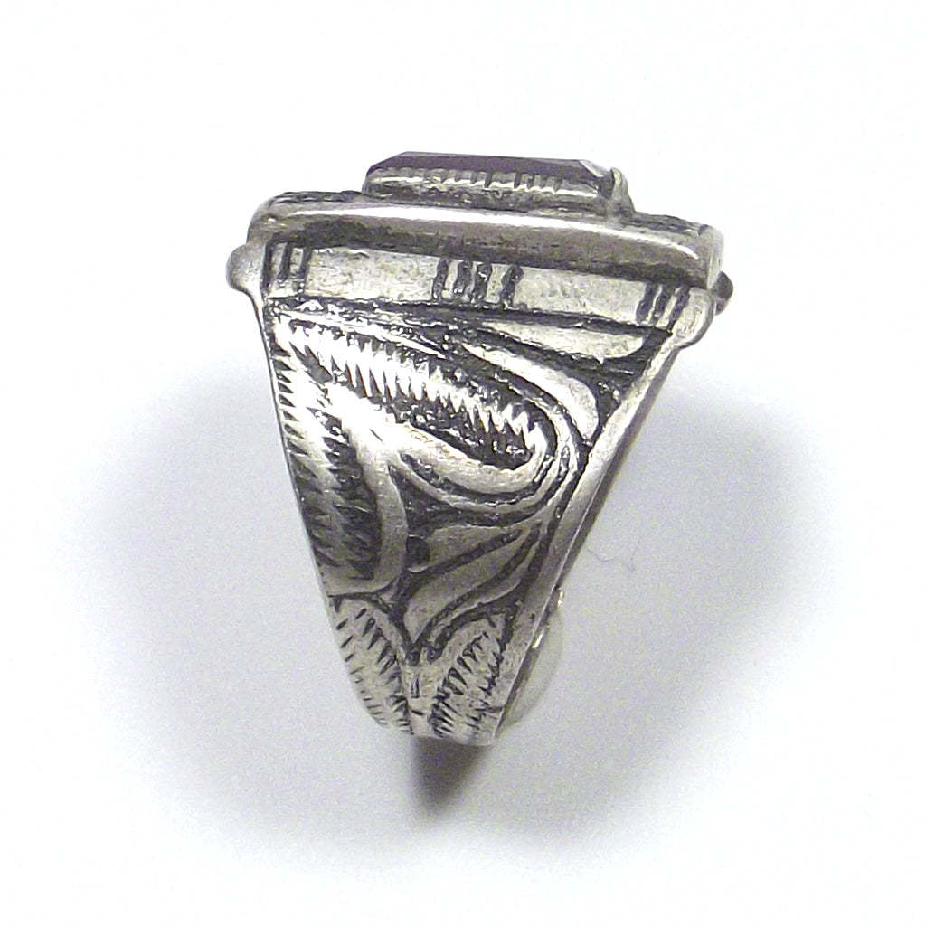 Anello Afghano rettangolare antico argento - ETNICO - VINTAGE
