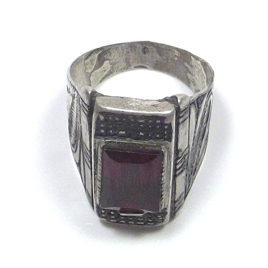 Anello Afghano rettangolare antico argento - ETNICO - VINTAGE