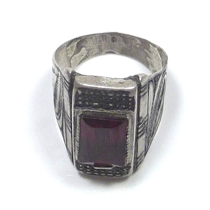 Anello Afghano rettangolare antico argento - ETNICO - VINTAGE
