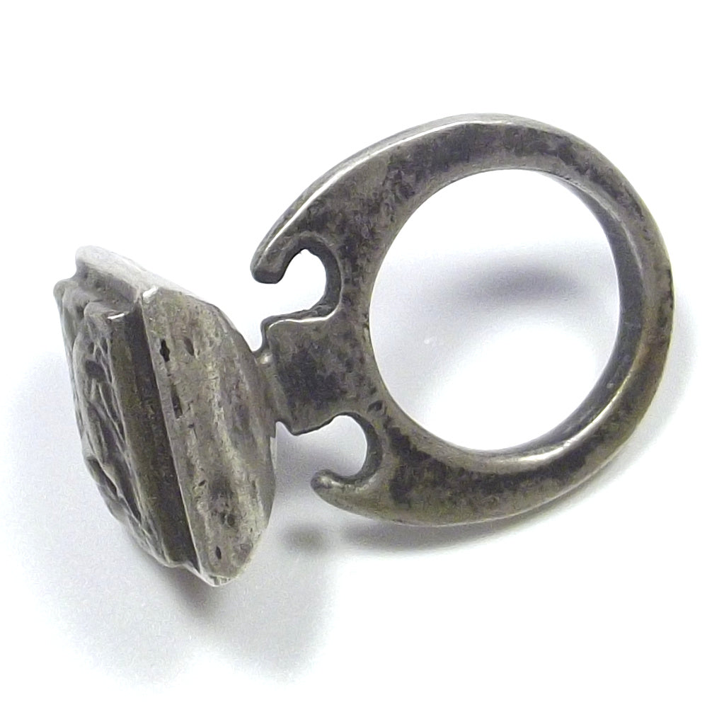 Antique silver ETHNIC SEAL ring - horse emblem