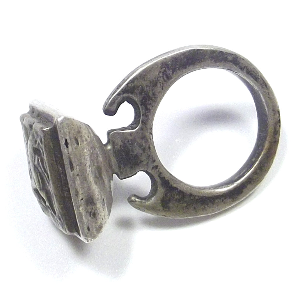 Antique silver ETHNIC SEAL ring - horse emblem