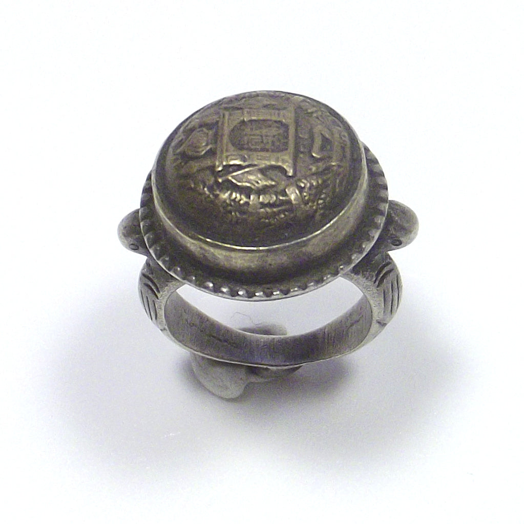 Anello SIGILLO etnico argento antico - emblema moschea