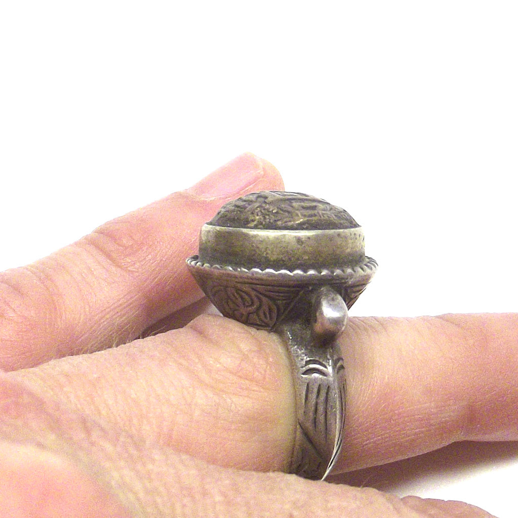 Antique silver ETHNIC SEAL ring - mosque emblem