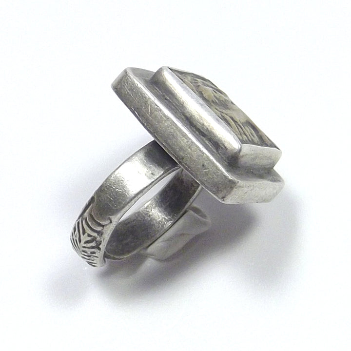 Antiksilberner ETHNISCHER SIEGEL-Ring - Elefantenemblem