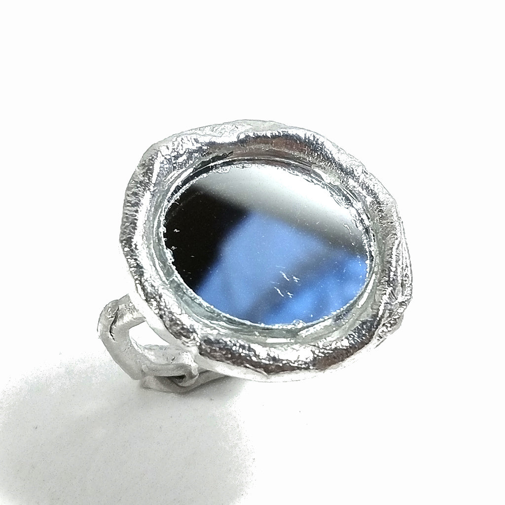 Anello con SPECCHIO in argento 925 - ARTIGIANALE - Pezzo Unico