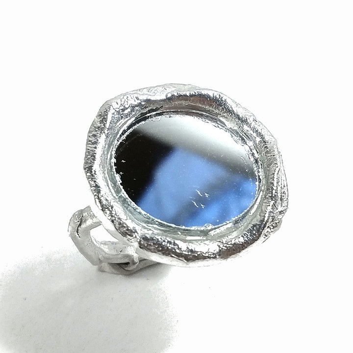 Anello con SPECCHIO in argento 925 - ARTIGIANALE - Pezzo Unico