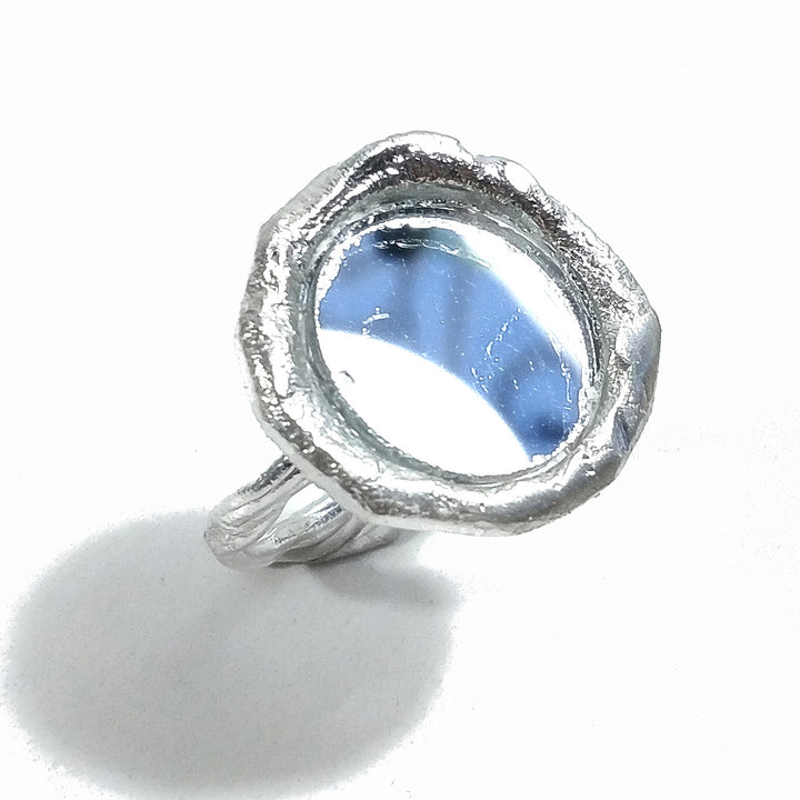 Anello con SPECCHIO in argento 925 - artigianale - Pezzo Unico
