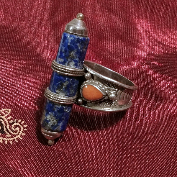 Anello TIBETANO TENZIN con Lapislazzuli in argento 925 | Gioielli etnici