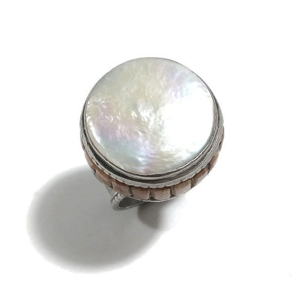 Anello TIBETANO DAWA con CORALLO in argento 925 | Gioielli etnici