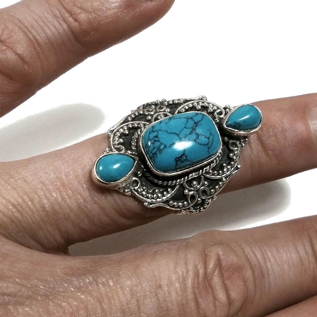 Anello con pietra in argento 925 con Turchese | GIOIELLI IN ARGENTO