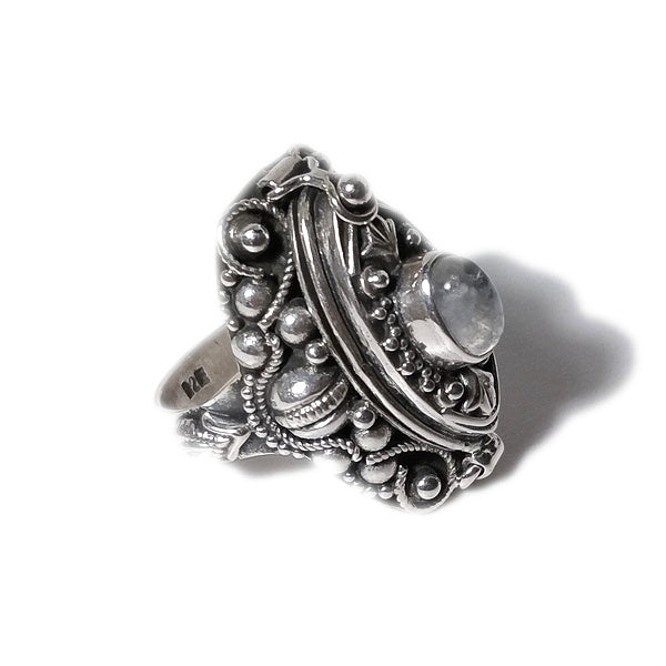 POISON RING 925 silver poison with moonstone