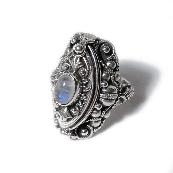 POISON RING 925 silver poison with moonstone