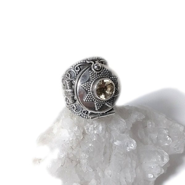Anello PSYLLO veleno in argento 925 con Radice di Rubino, Granato