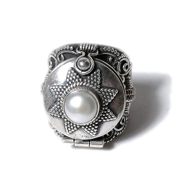 Anello PSYLLO veleno in argento 925 con Radice di Rubino, Granato