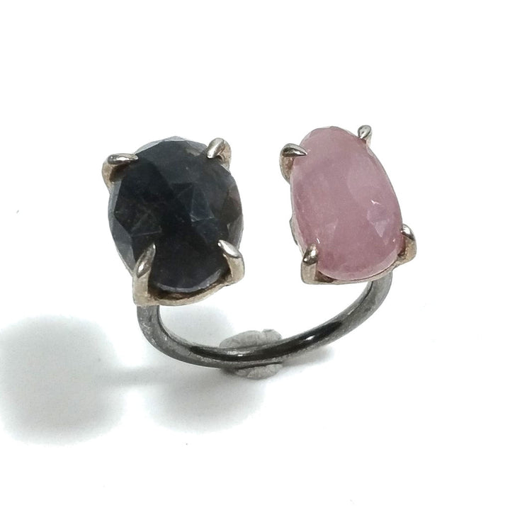 Anello con pietra in argento 925 rosato con Zaffiro rosa e blu | GIOIELLI classici